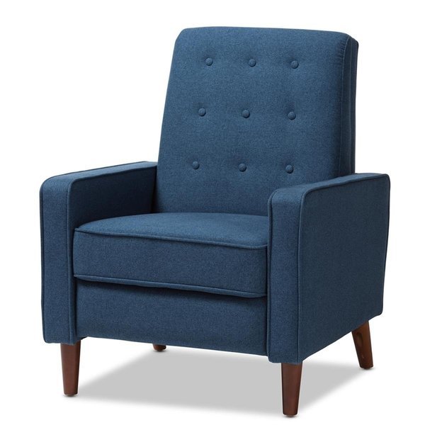 Wholesale Interiors 1705-Blue Baxton Studio Mathias Mid-century Modern Fabric Upholstered Lounge Chair; Blue, Wholesale Interiors, Mfr#: 1705-Blue